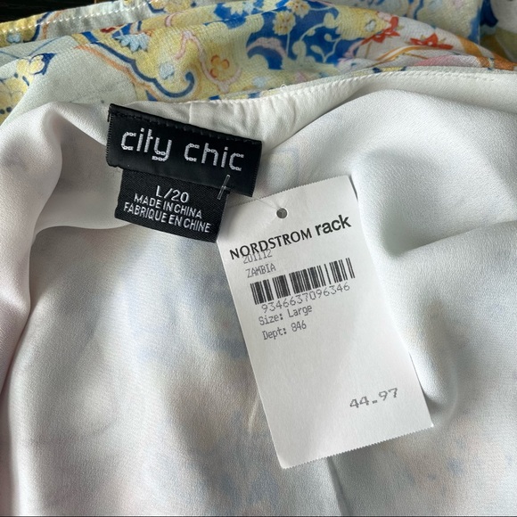 City Chic Zambia Ivory Multicolor Print V-Neck Spaghetti Strap Dress NWT - Picture 10 of 11